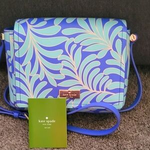 Kate Spade Leaf Pattern Crossbody Bag in Blue and Green.